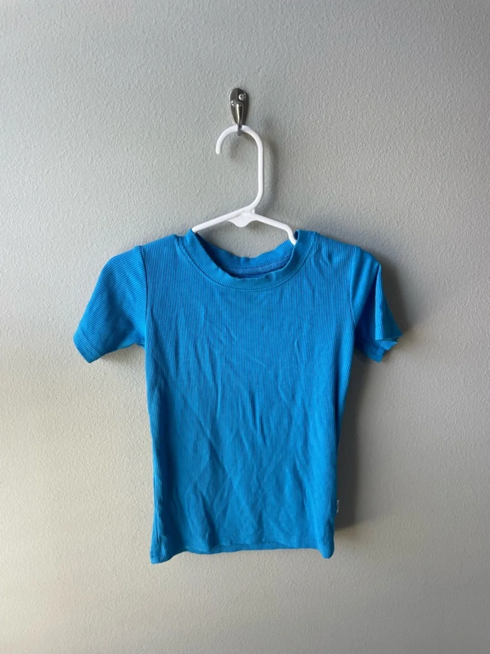 Fletch Bamboo Blue Ribbed Bamboo Pajama Set - Short Sleeve Top and Shorts